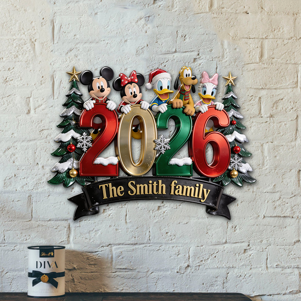 Merry Christmas - Personalized Mouse 3D Printed Cut Metal Sign