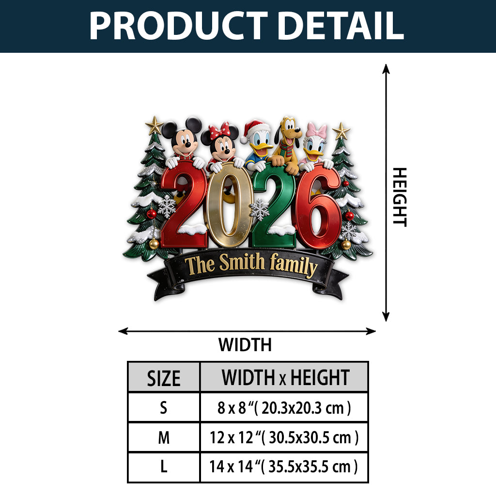 Merry Christmas - Personalized Mouse 3D Printed Cut Metal Sign
