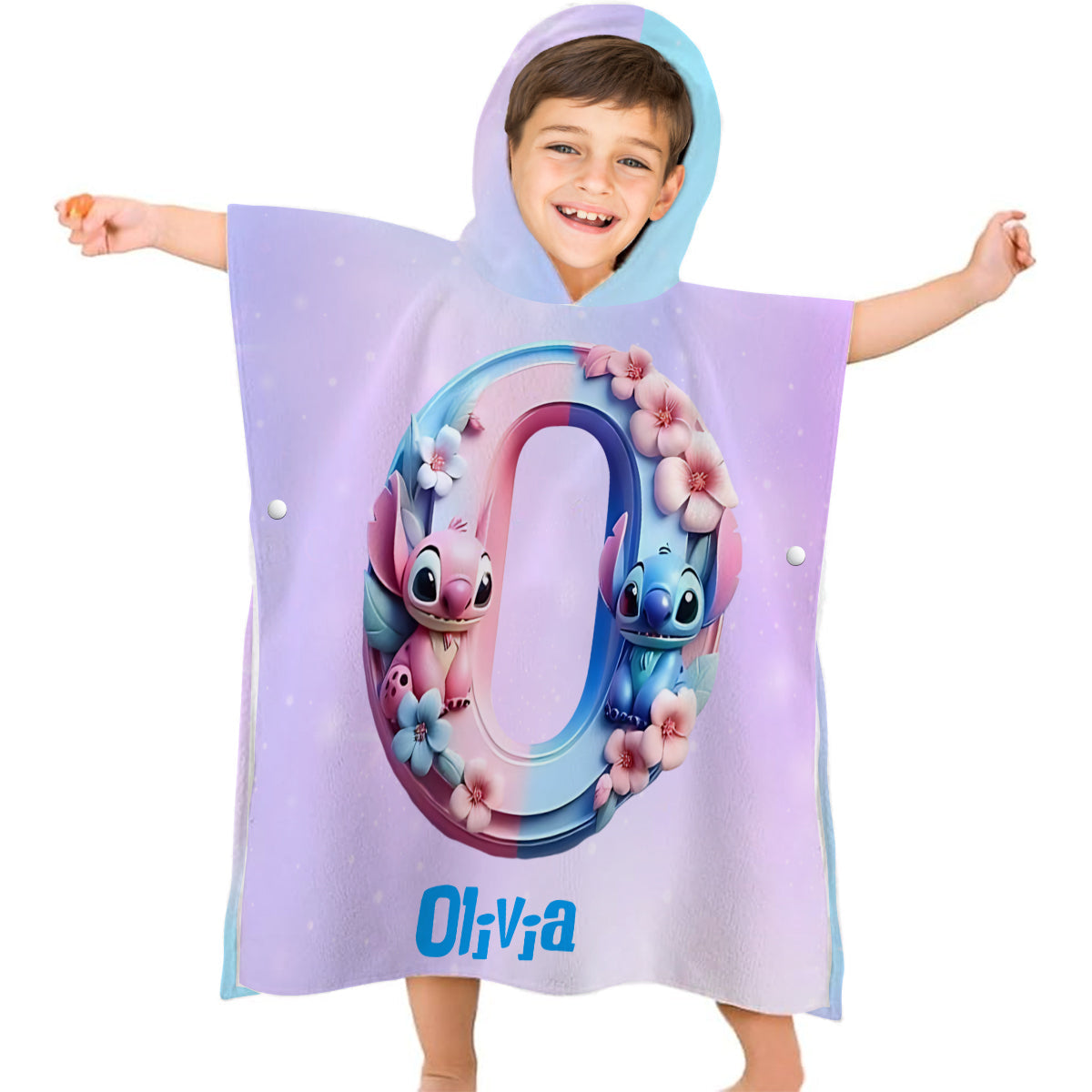 Ohana Alphabet Summer Vibe - Personalized Ohana Kid Hooded Towel Poncho