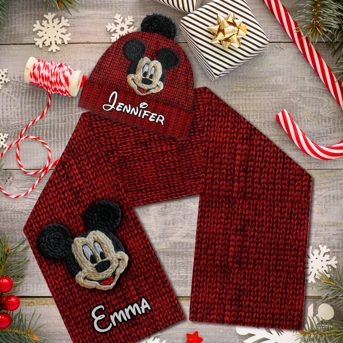 Magical Friends - Personalized Mouse Knitted Beanie Hat and Scarf Set