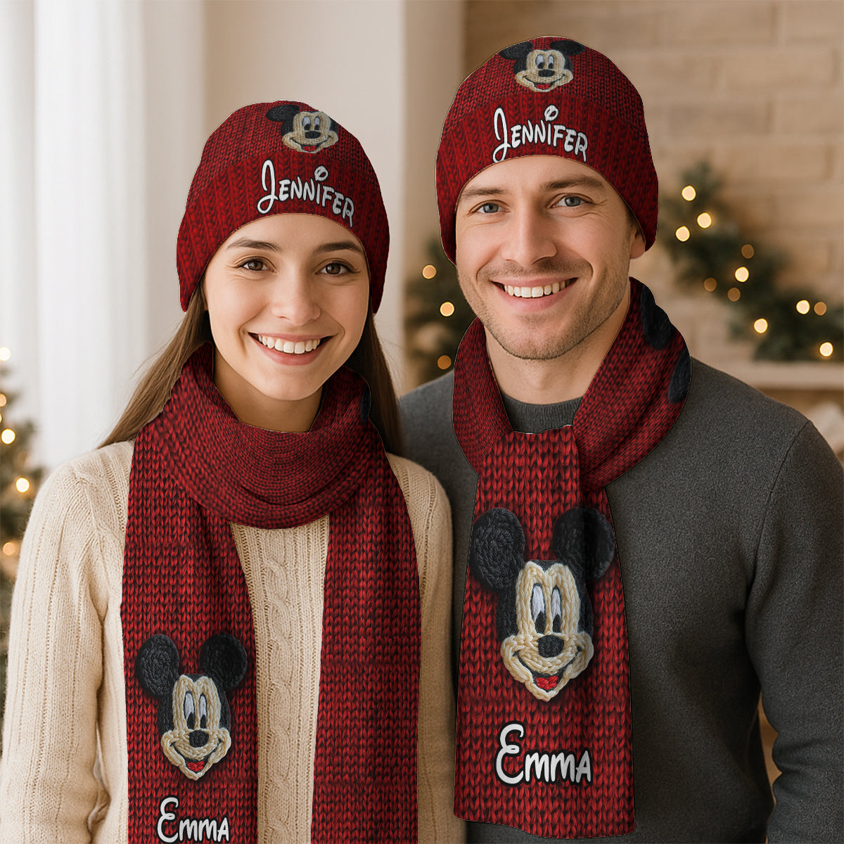 Magical Friends - Personalized Mouse Knitted Beanie Hat and Scarf Set