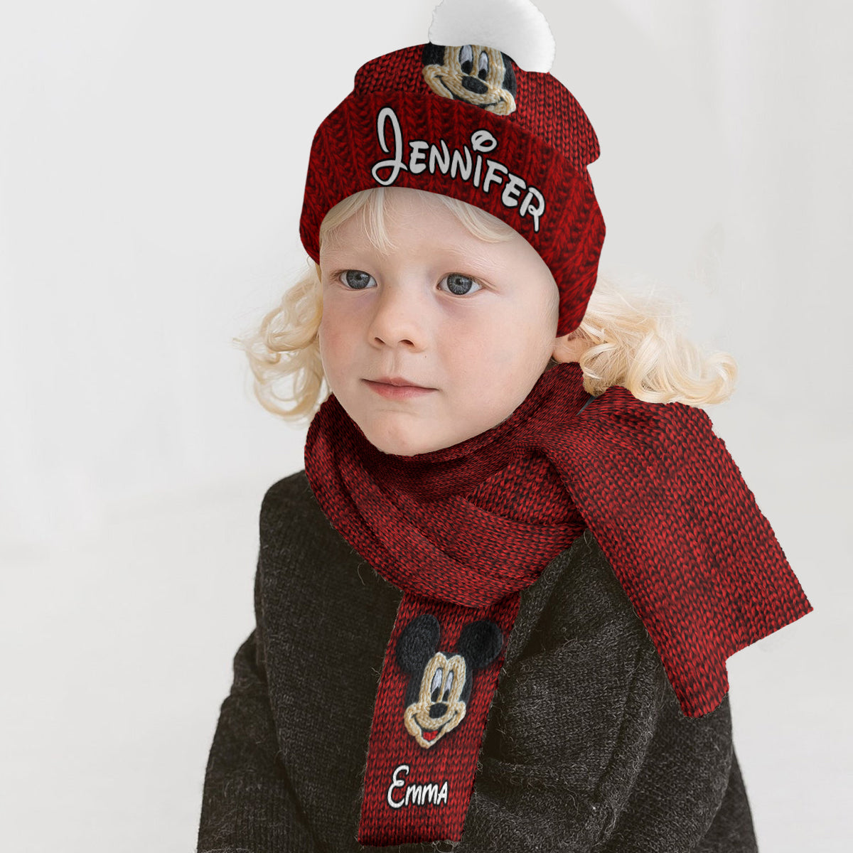 Magical Friends - Personalized Mouse Knitted Beanie Hat and Scarf Set