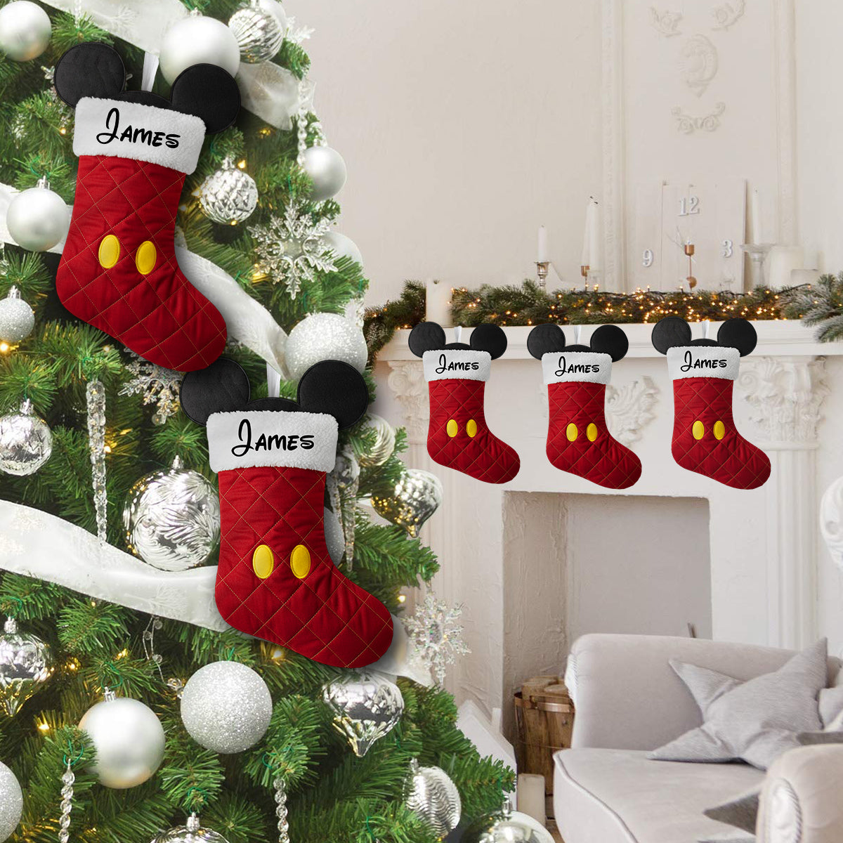 Magical Family Stocking - Personalized Mouse Shaped Christmas Stocking