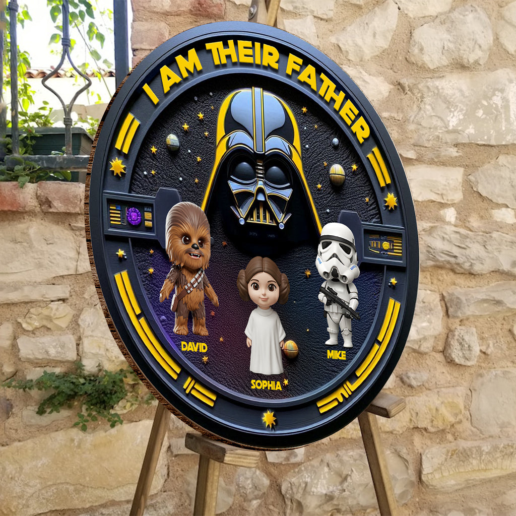 I'm Their Father - Personalized The Force Round Wood Sign