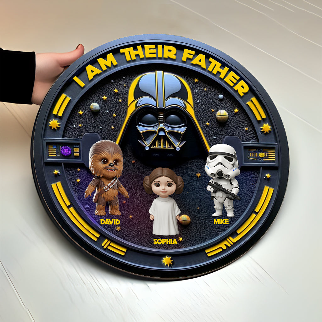 I'm Their Father - Personalized The Force Round Wood Sign