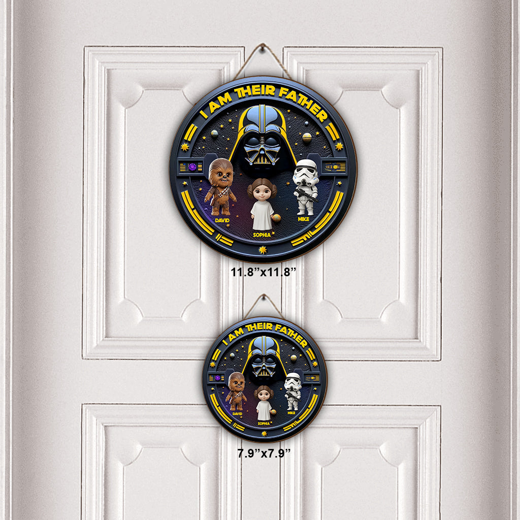 I'm Their Father - Personalized The Force Round Wood Sign