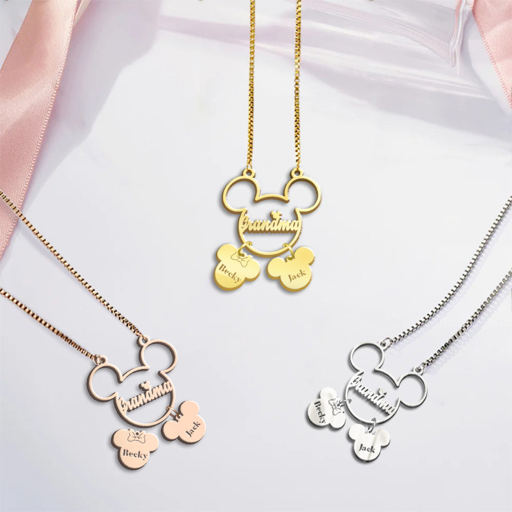Magical Mom/Grandma - Personalized Mouse Necklace with Charms