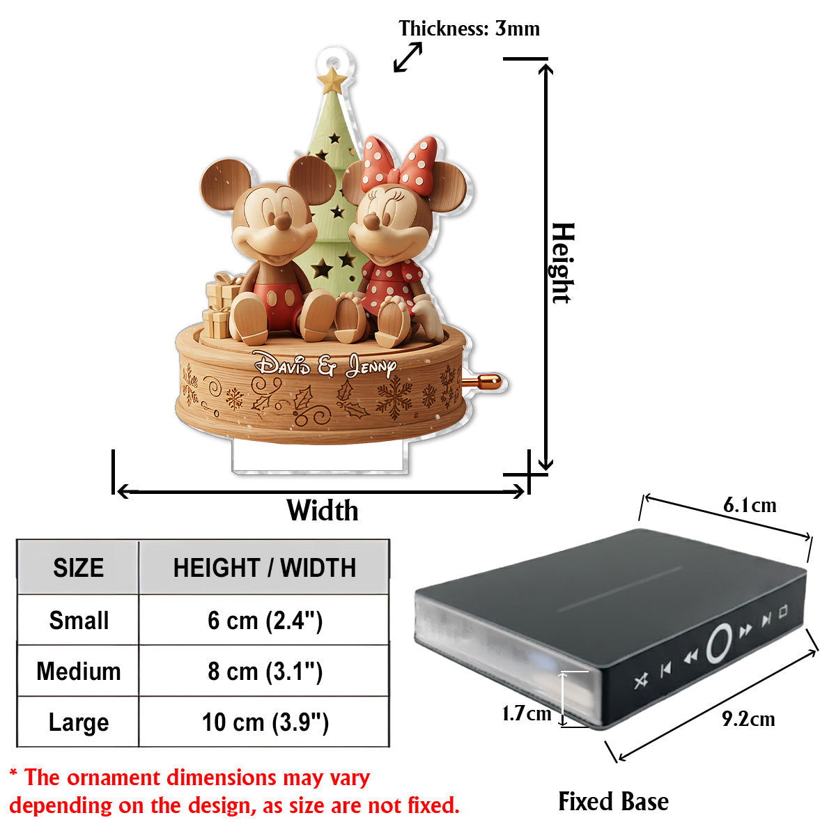 Merry Christmas - Personalized Mouse Music Ornament