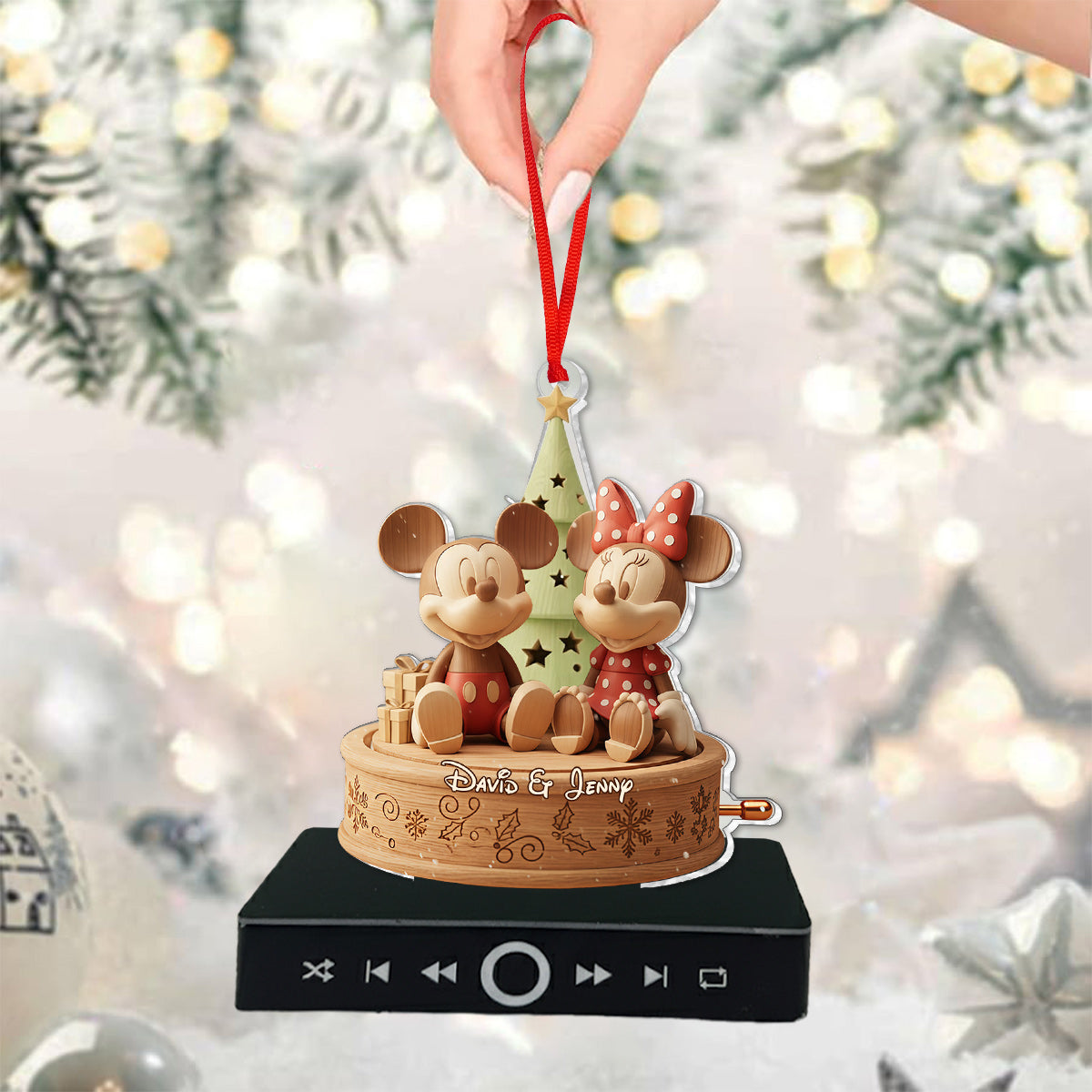 Merry Christmas - Personalized Mouse Music Ornament