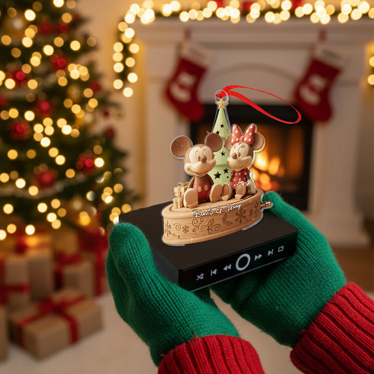 Merry Christmas - Personalized Mouse Music Ornament