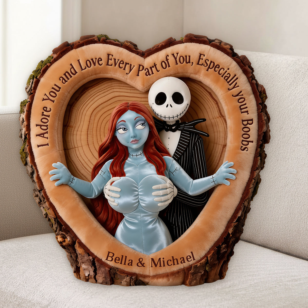 Naughty Spooky Couple - Personalized Nightmare Premium Faux Fur Pillow