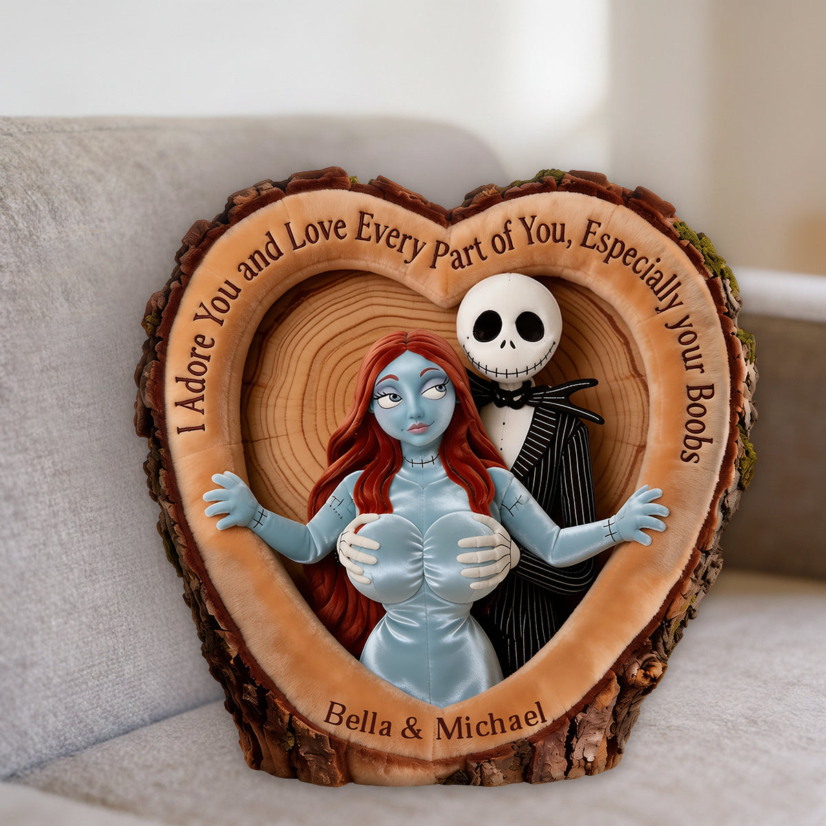 Naughty Spooky Couple - Personalized Nightmare Premium Faux Fur Pillow