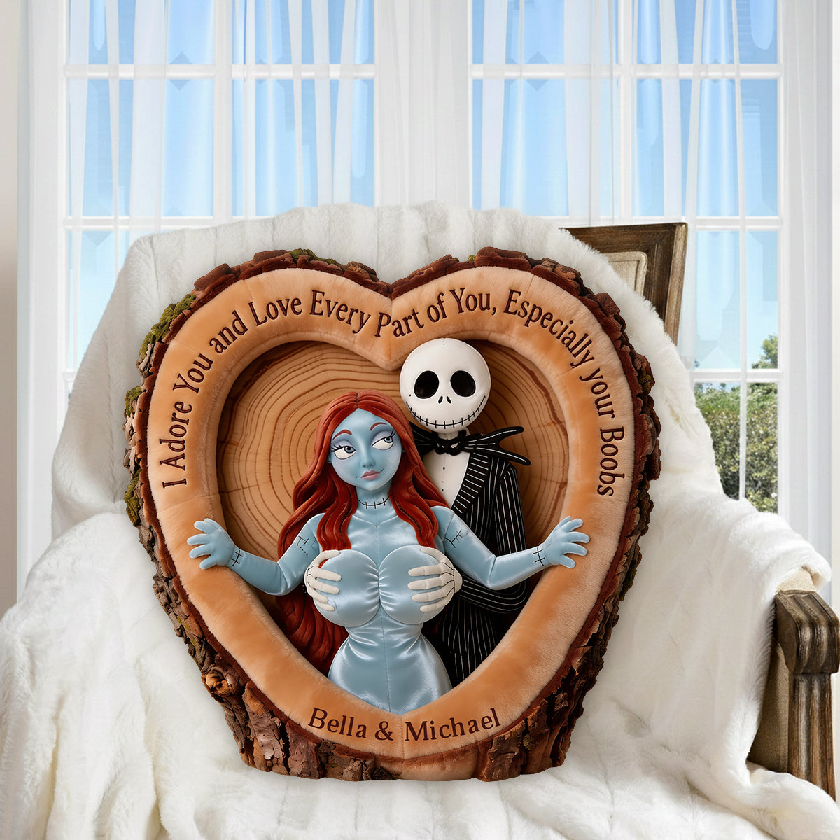 Naughty Spooky Couple - Personalized Nightmare Premium Faux Fur Pillow