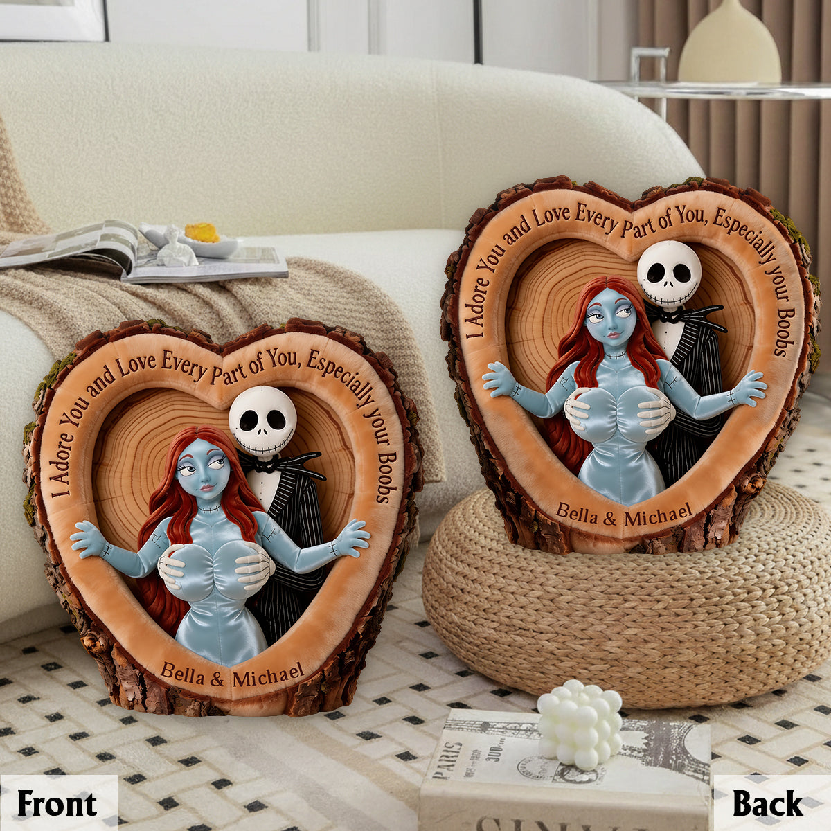 Naughty Spooky Couple - Personalized Nightmare Premium Faux Fur Pillow