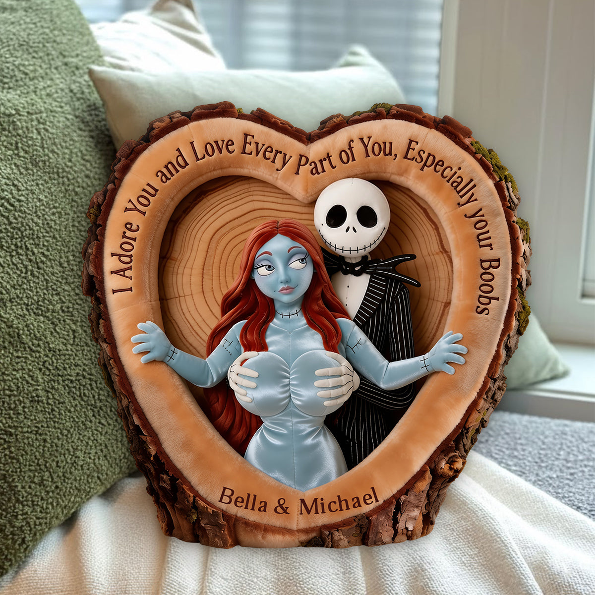 Naughty Spooky Couple - Personalized Nightmare Premium Faux Fur Pillow