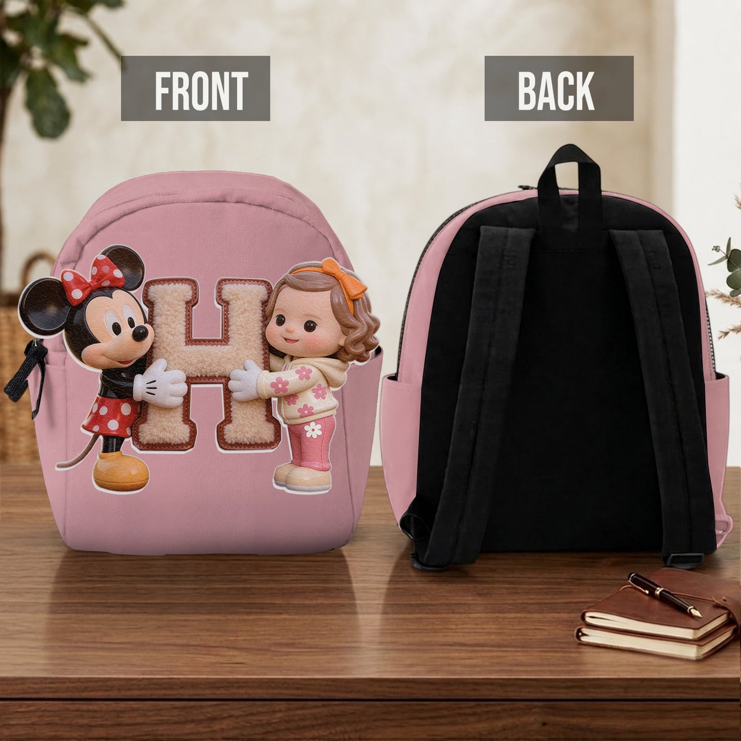 Magic Friends - Personalized Mouse Changeable Leather Patch Backpack