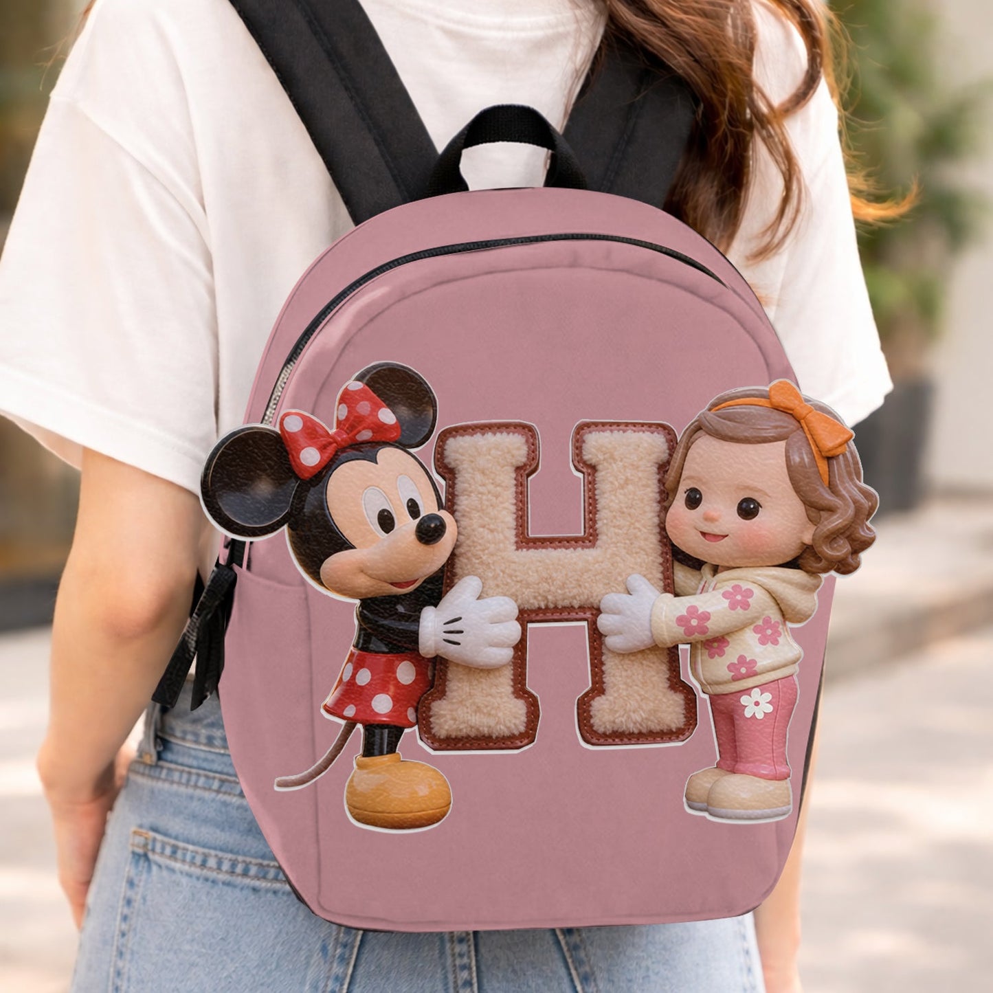 Magic Friends - Personalized Mouse Changeable Leather Patch Backpack