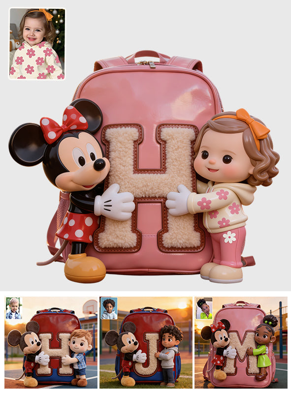 Magic Friends - Personalized Mouse Changeable Leather Patch Backpack