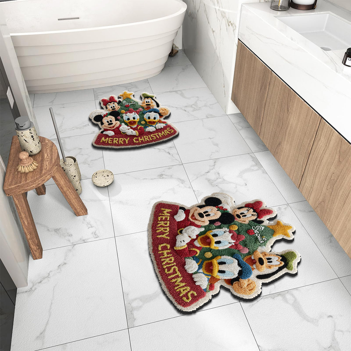 Merry Christmas - Personalized Mouse Non-Slip Tufted Rug