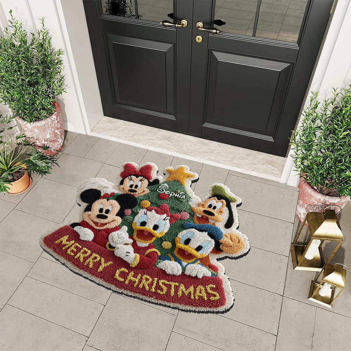 Merry Christmas - Personalized Mouse Non-Slip Tufted Rug