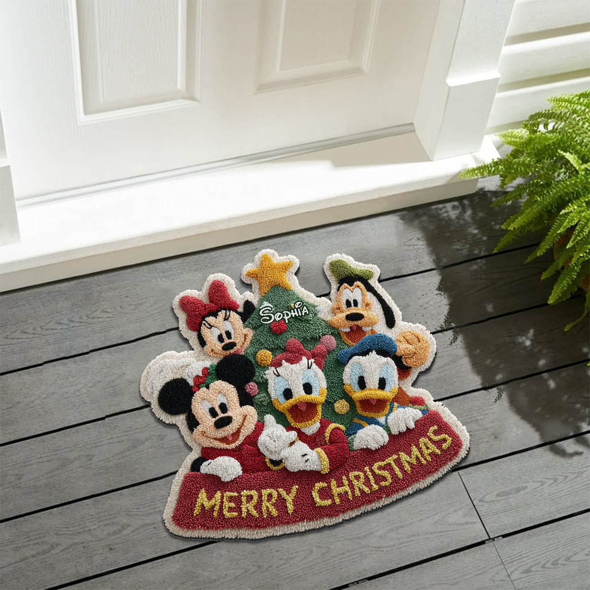 Merry Christmas - Personalized Mouse Non-Slip Tufted Rug