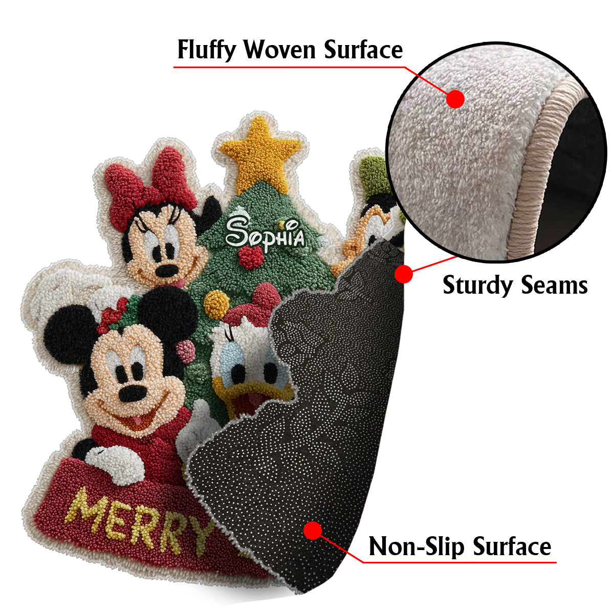 Merry Christmas - Personalized Mouse Non-Slip Tufted Rug