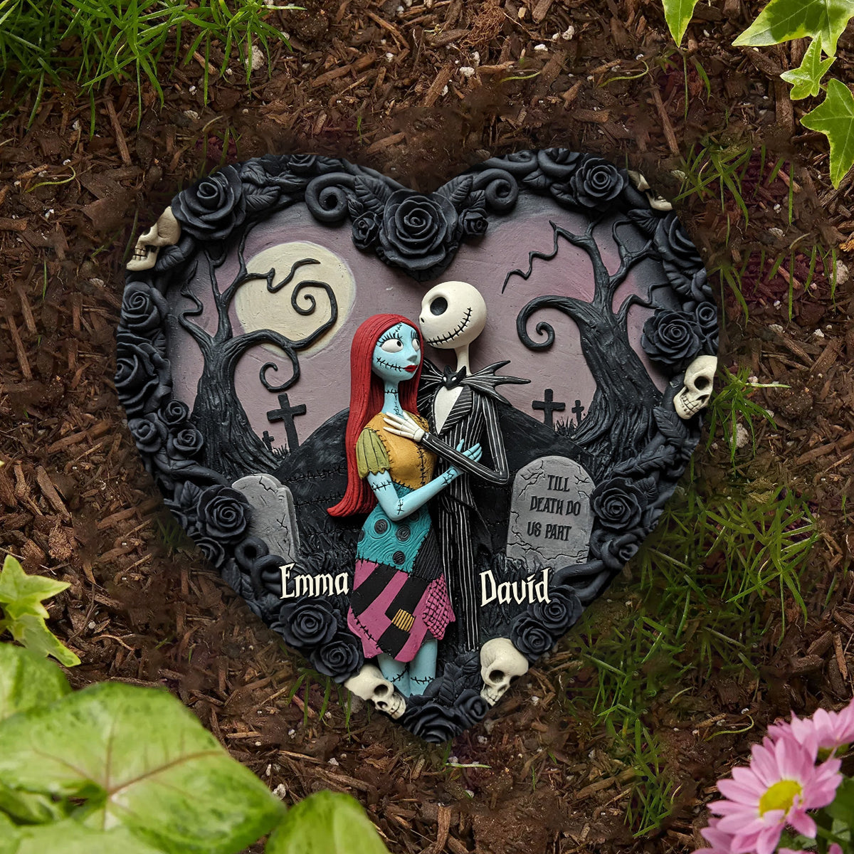 Till Death Do Us Part - Personalized Nightmare Heart Shaped Stone