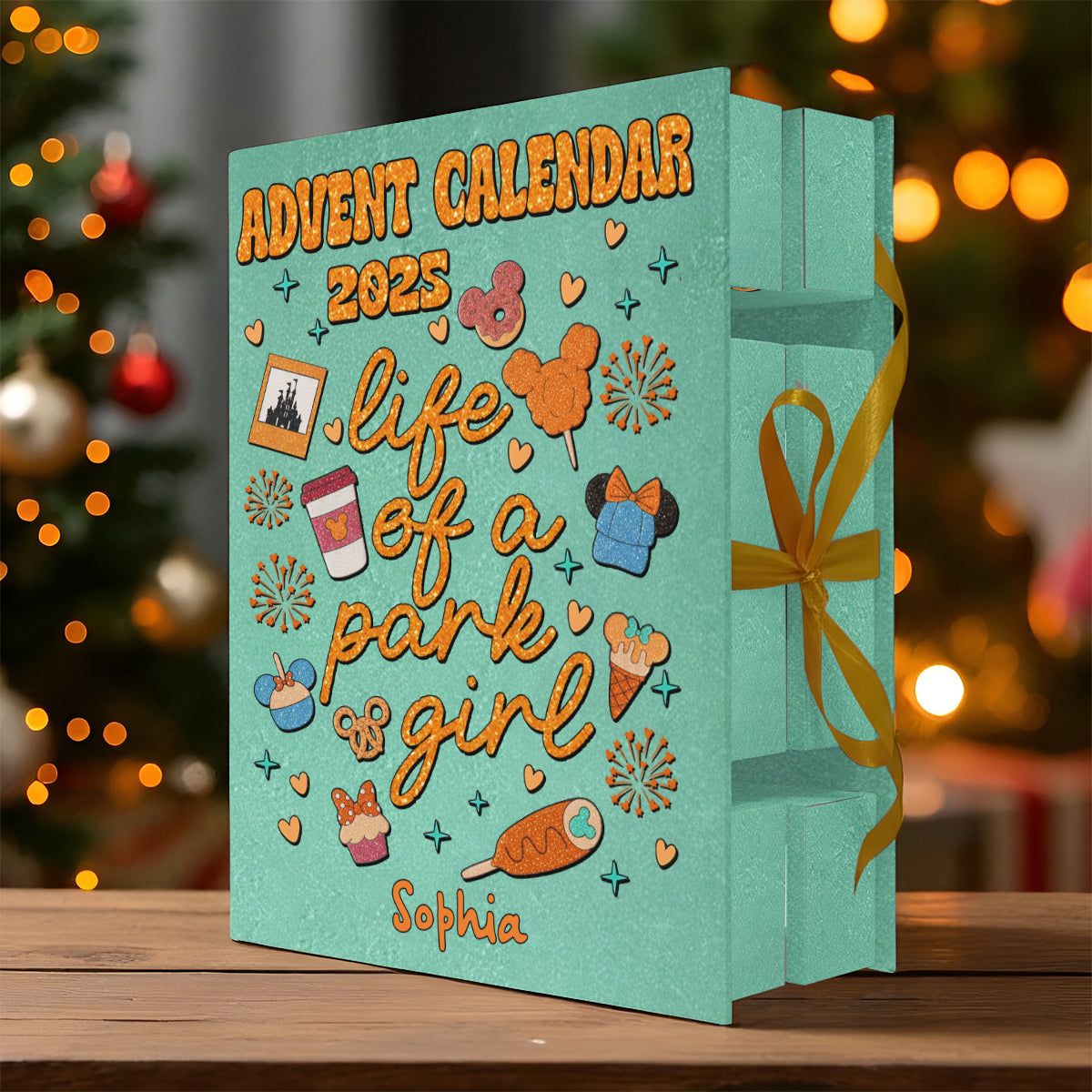 Life Of A Park Girl - Personalized Mouse Folded Advent Calendar With Ornaments
