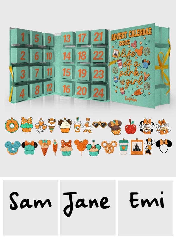 Life Of A Park Girl - Personalized Mouse Folded Advent Calendar With Ornaments