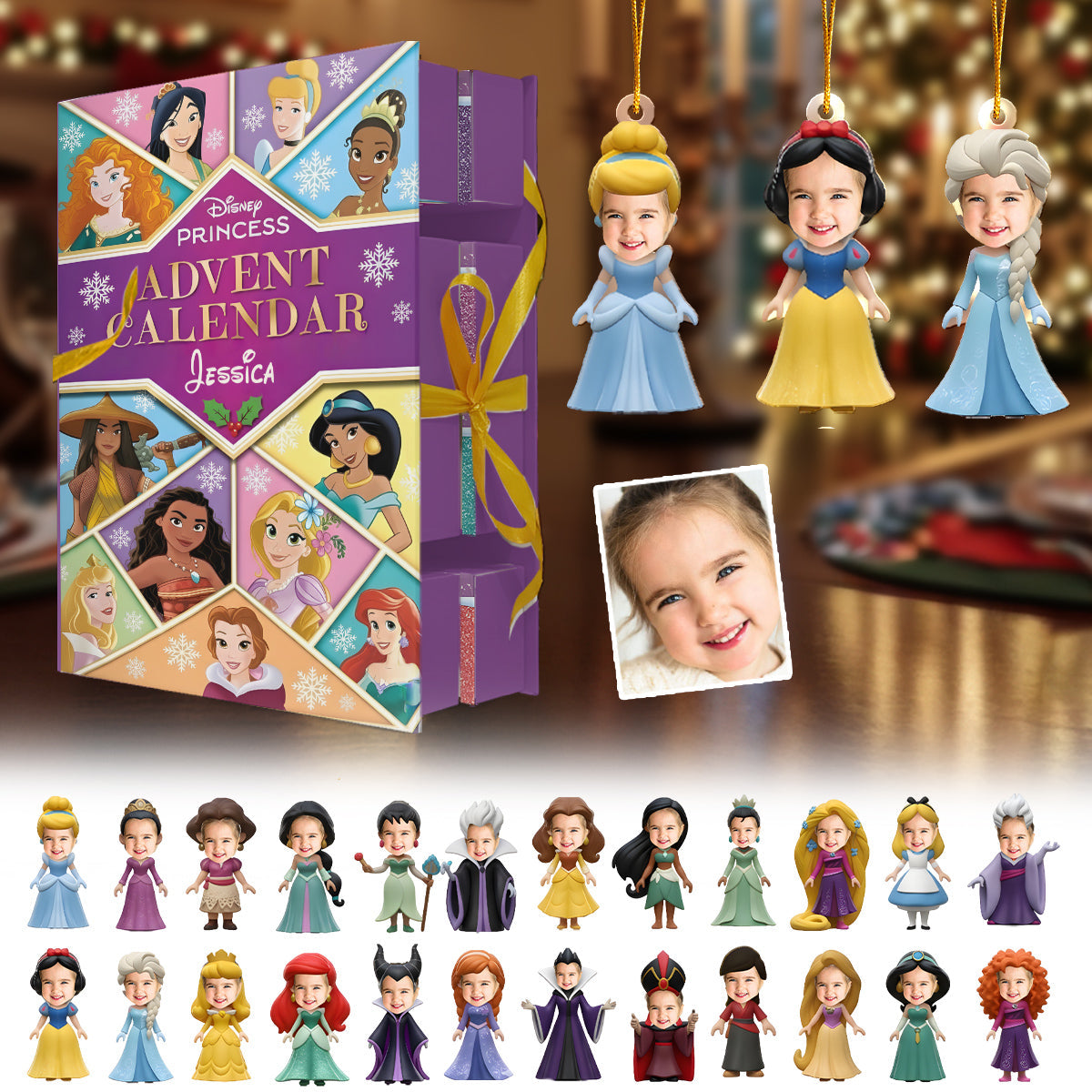 Merry Christmas - Personalized Folded Advent Calendar With Ornaments