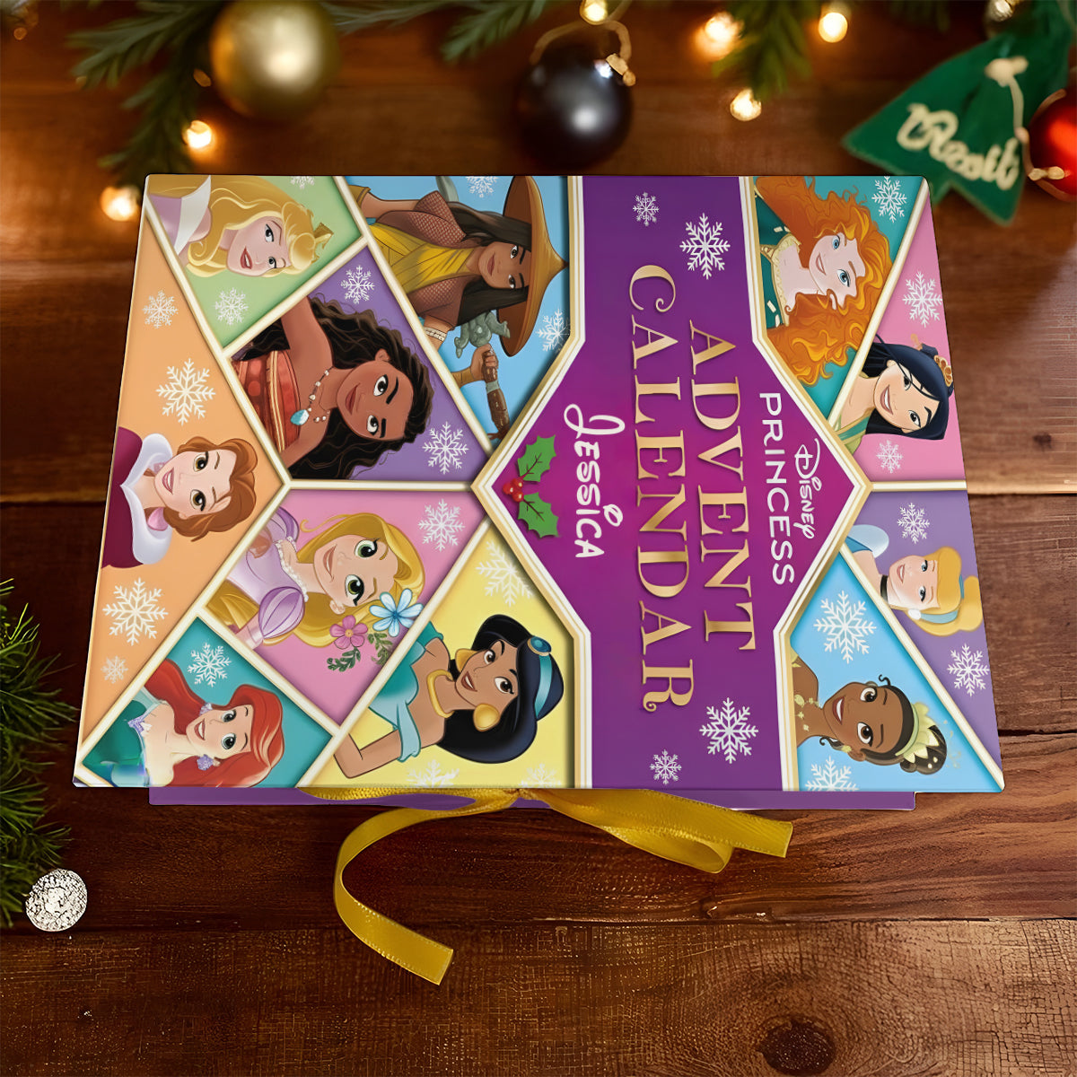 Merry Christmas - Personalized Folded Advent Calendar With Ornaments