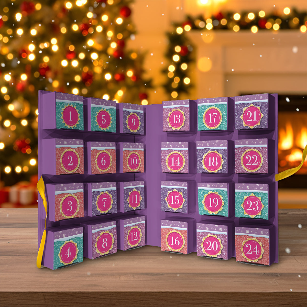 Merry Christmas - Personalized Folded Advent Calendar With Ornaments