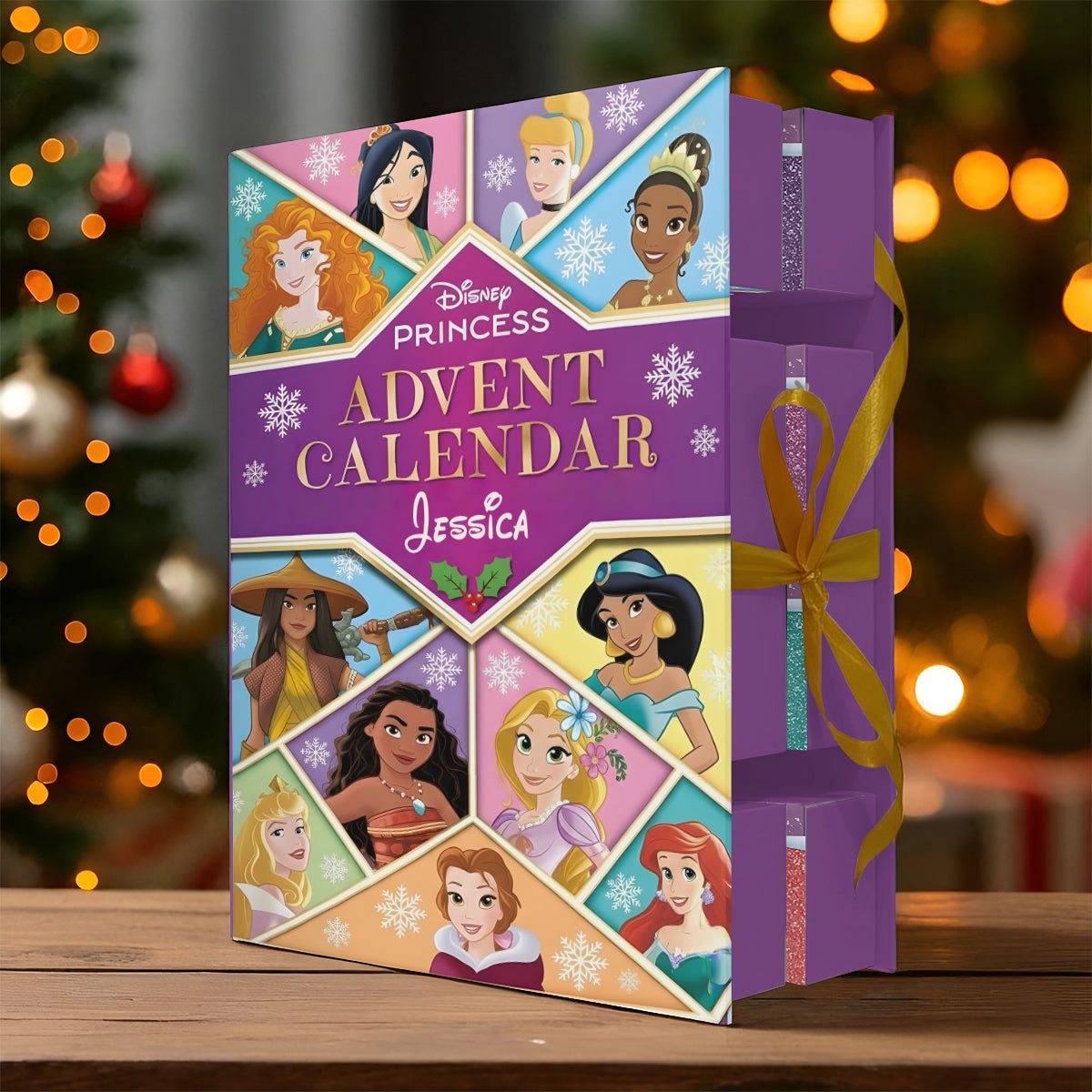Merry Christmas - Personalized Folded Advent Calendar With Ornaments