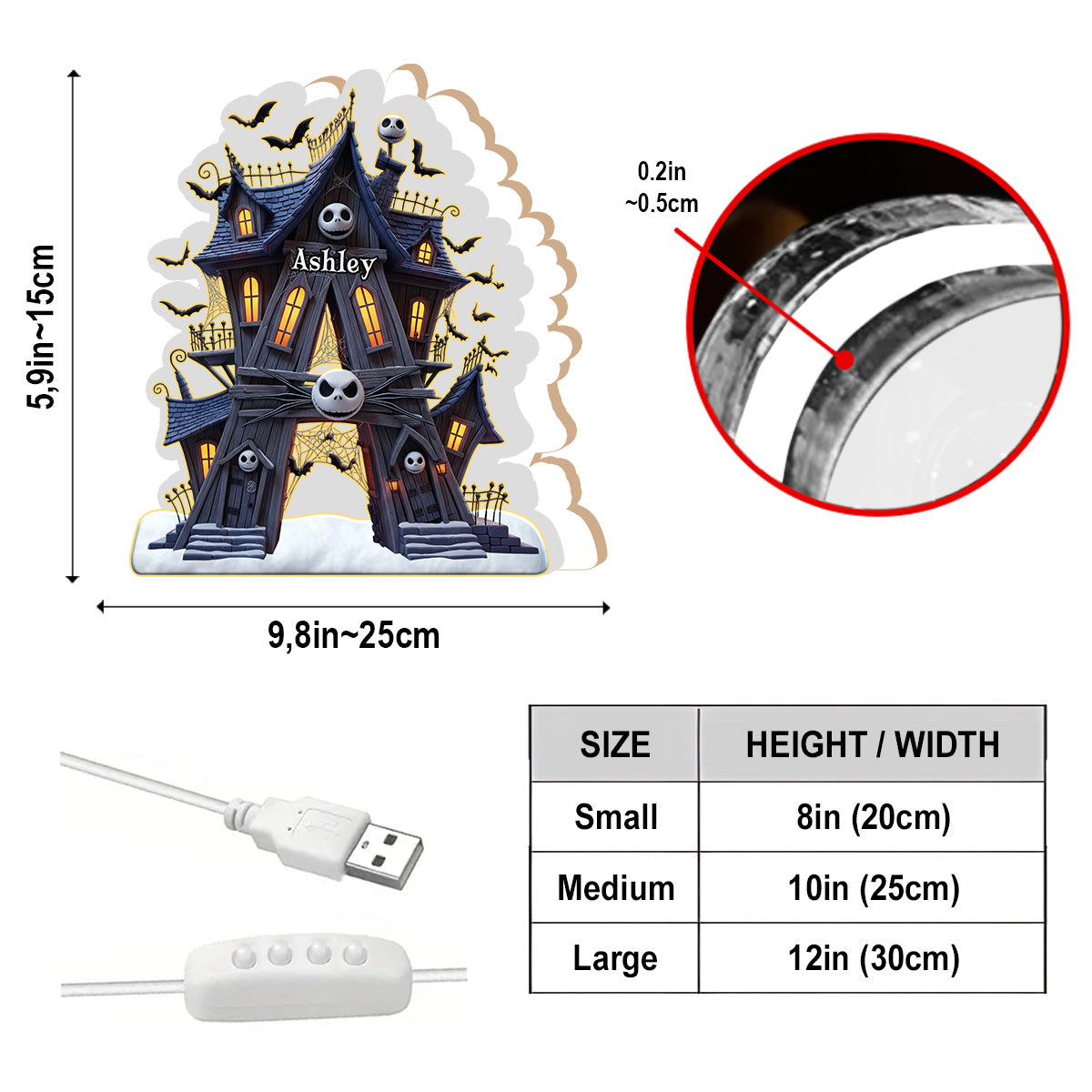 Nightmare Before Christmas - Personalized Nightmare Acrylic LED Night Light