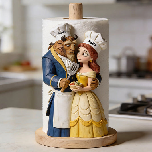 Cooking Together Gift For Couple - Personalized Beauty And The Beast Paper Towel Stand