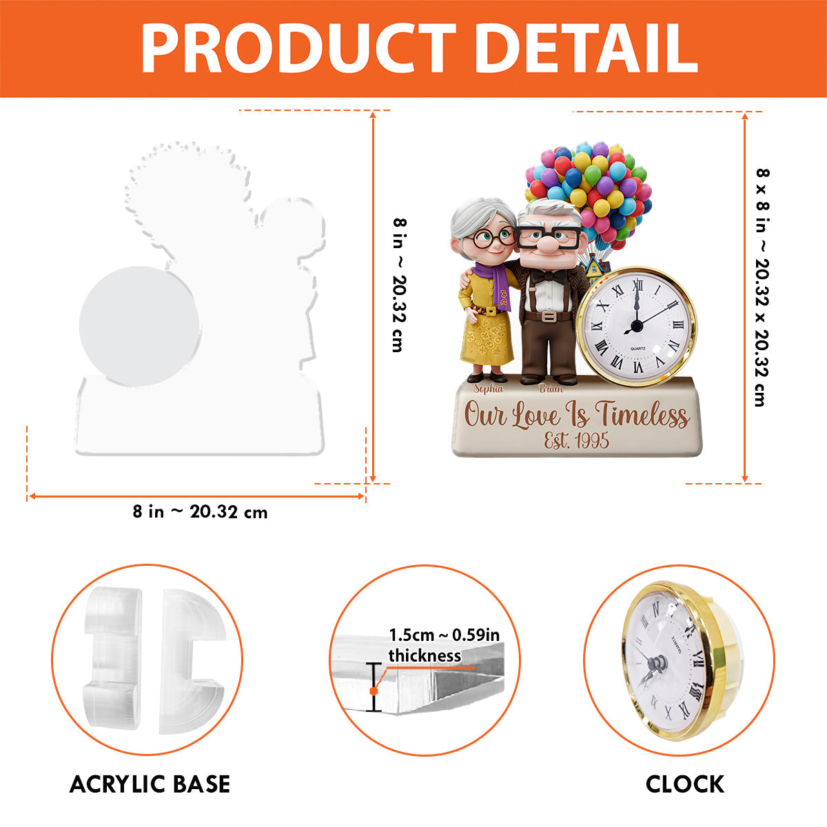 Our Love Is Timeless - Personalized Couple Acrylic Clock Plaque