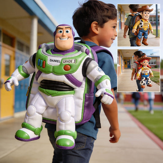 Toy Friendship - Personalized Movie For Kids Changeable Leather Patch Backpack