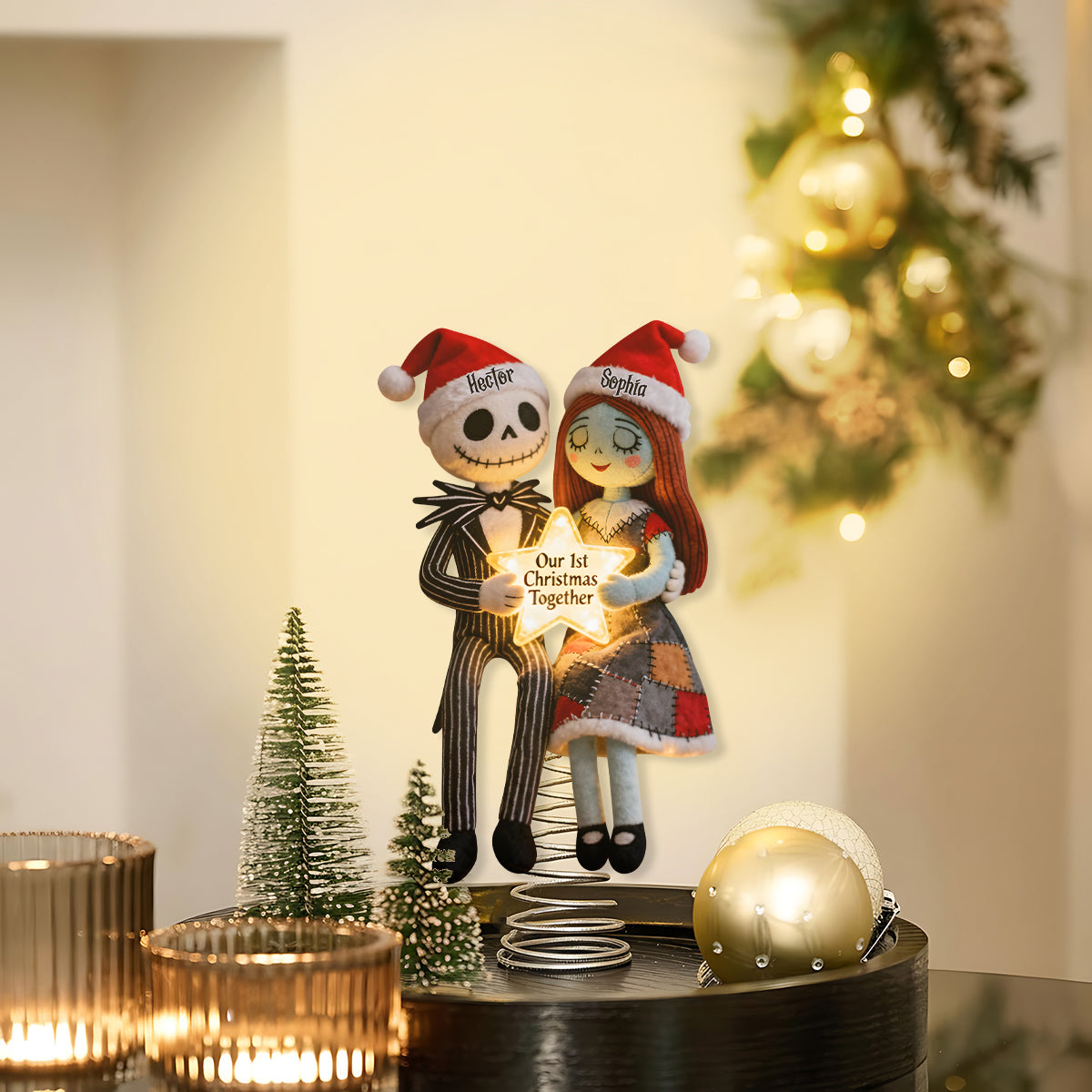 Our 1st Christmas Together - Personalized Nightmare LED Light Tree Topper