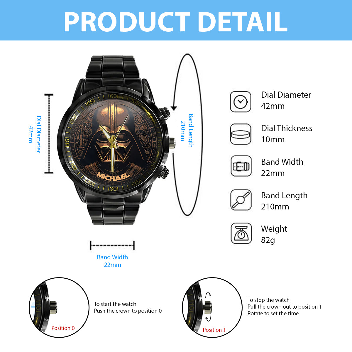 Hello Darkness - Personalized The Force Hand Watch