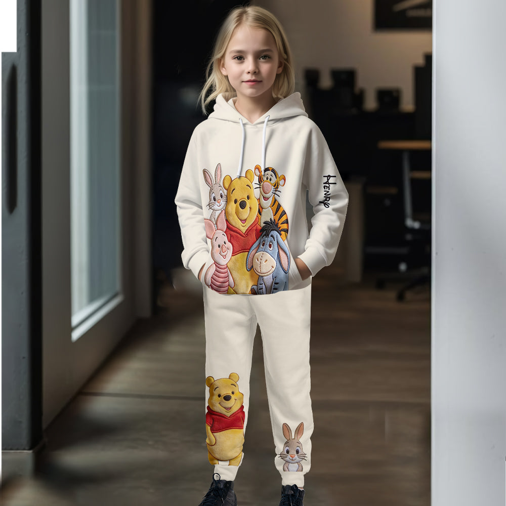 Best Friends - Personalized Yellow Bear Kid Hoodie & Kid Jogger Sweatpants