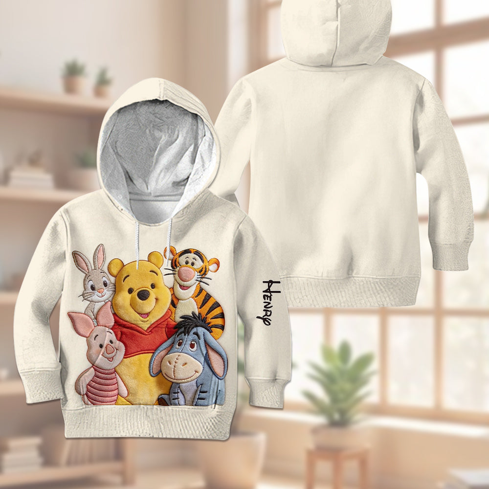 Best Friends - Personalized Yellow Bear Kid Hoodie & Kid Jogger Sweatpants