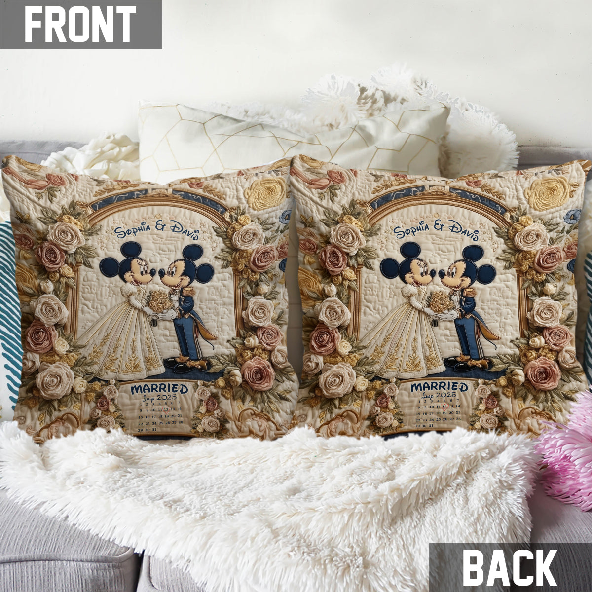 Timeless Love Custom Calendar - Personalized Mouse Throw Pillow