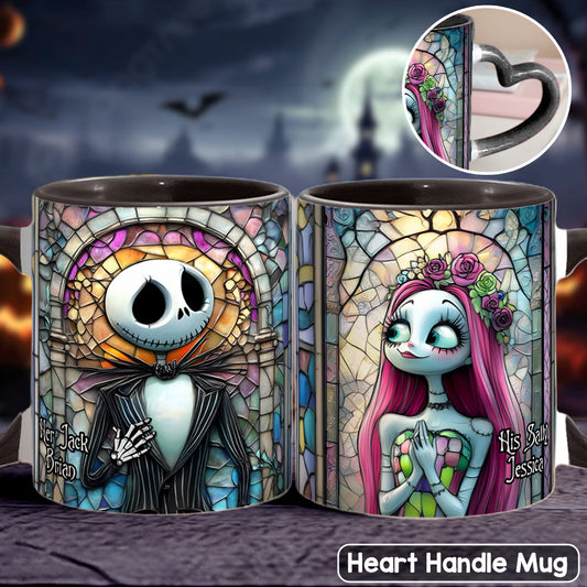 Her Jack His Sally - Personalized Nightmare Heart Handle Mug