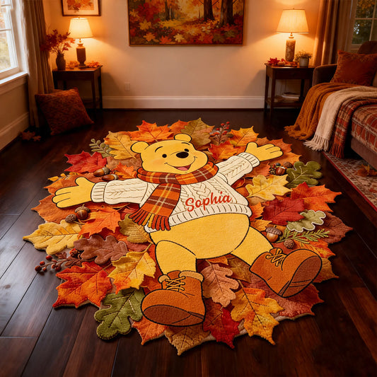 Fall Vibes - Personalized Yellow Bear Non-Slip Tufted Rug