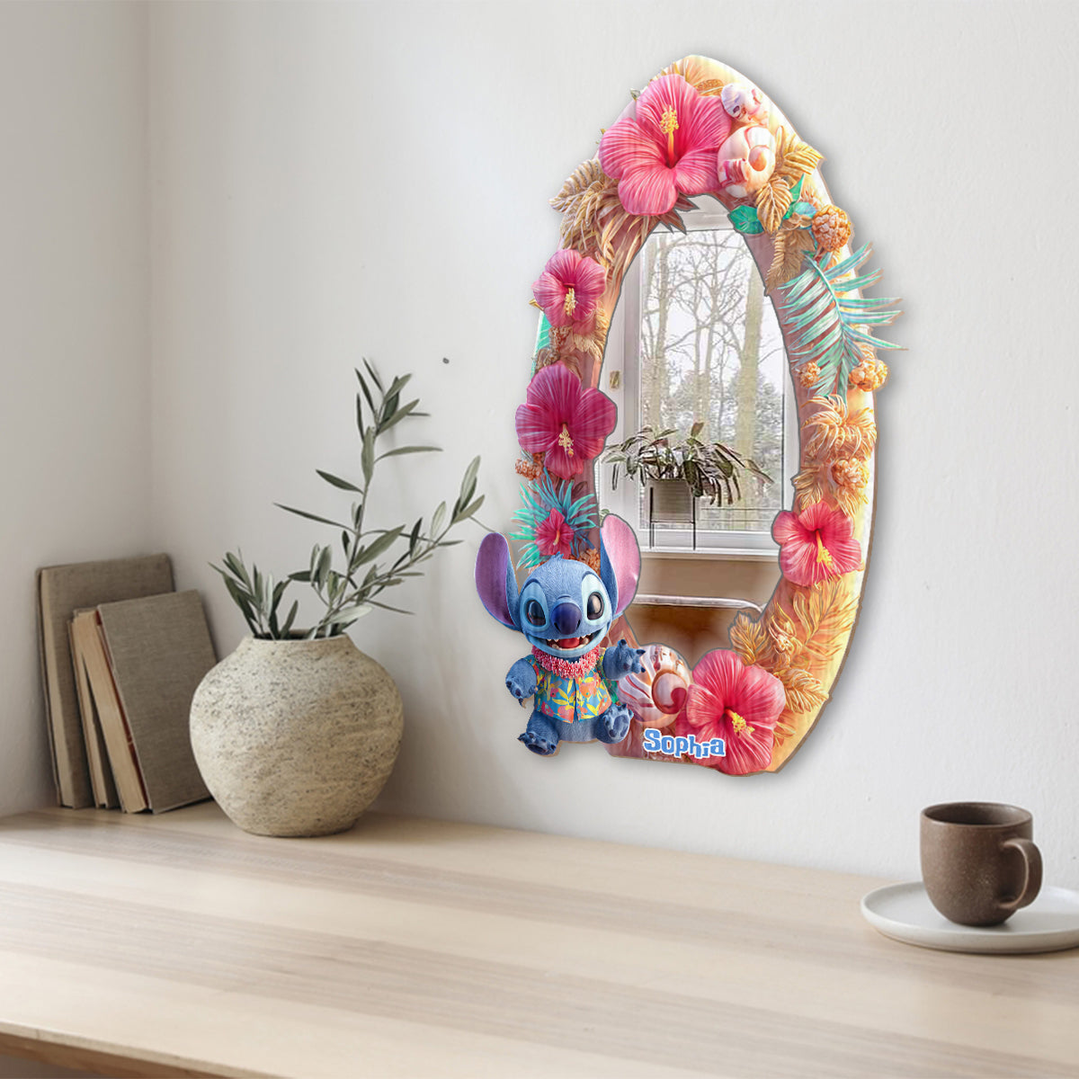 Blue Alien Ohana - Personalized Ohana Wall Hanging Mirror