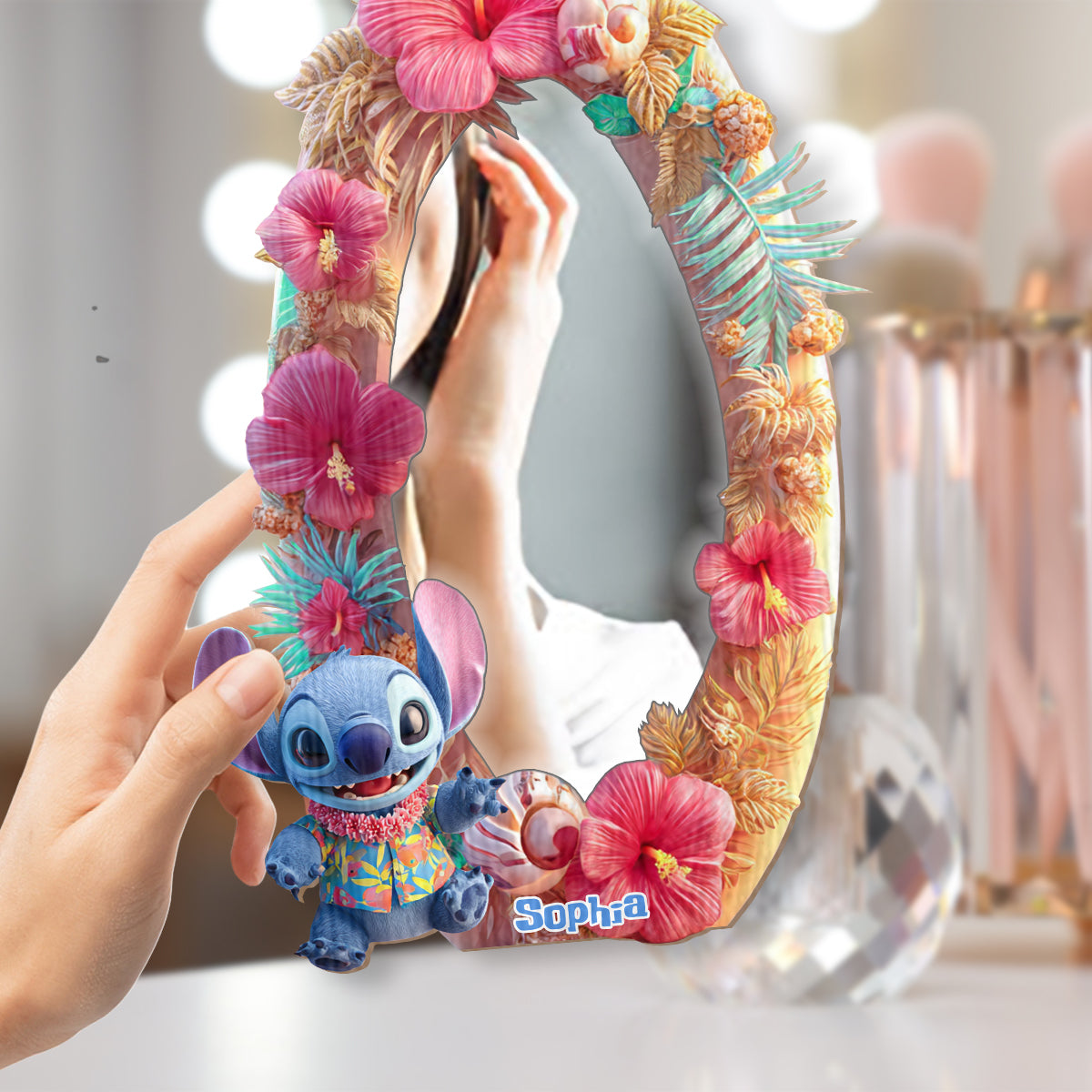 Blue Alien Ohana - Personalized Ohana Wall Hanging Mirror