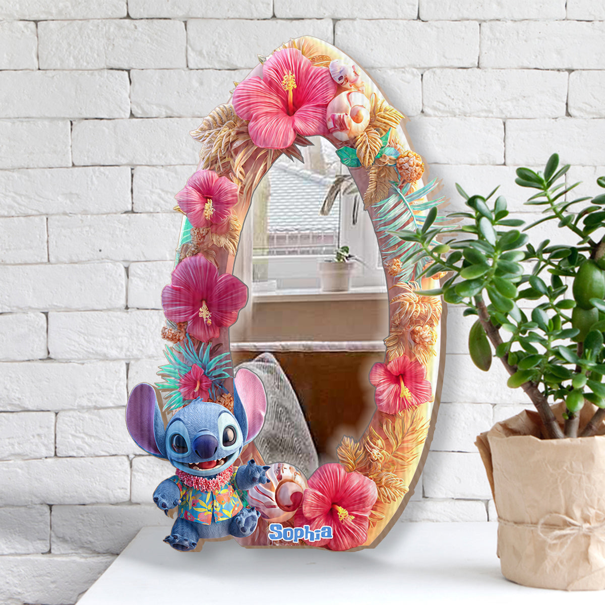 Blue Alien Ohana - Personalized Ohana Wall Hanging Mirror
