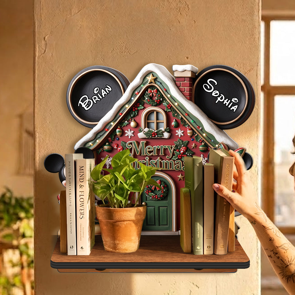 Merry Christmas Y'all - Personalized Mouse Wooden Floating Shelf