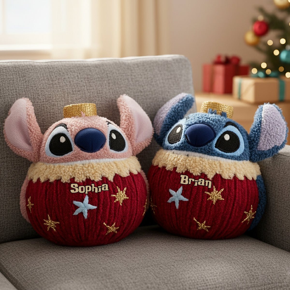 Ohana Friends And Christmas Ornament Gift - Personalized Ohana Faux Fur Shaped Pillow