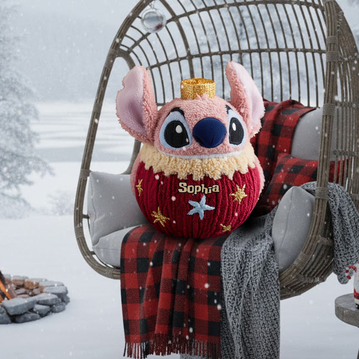 Ohana Friends And Christmas Ornament Gift - Personalized Ohana Faux Fur Shaped Pillow